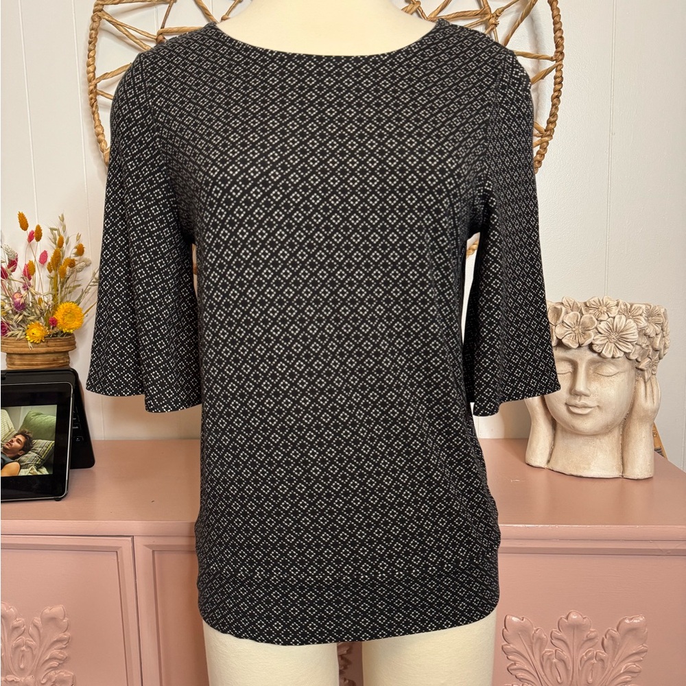 Chico's Black and White Geometric Blouse